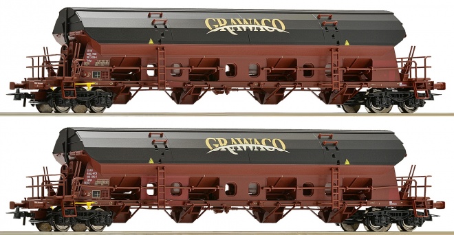 Set of 2 Hopper car with swing roof Grawaco<br /><a href='images/pictures/Roco/229492.jpg' target='_blank'>Full size image</a>